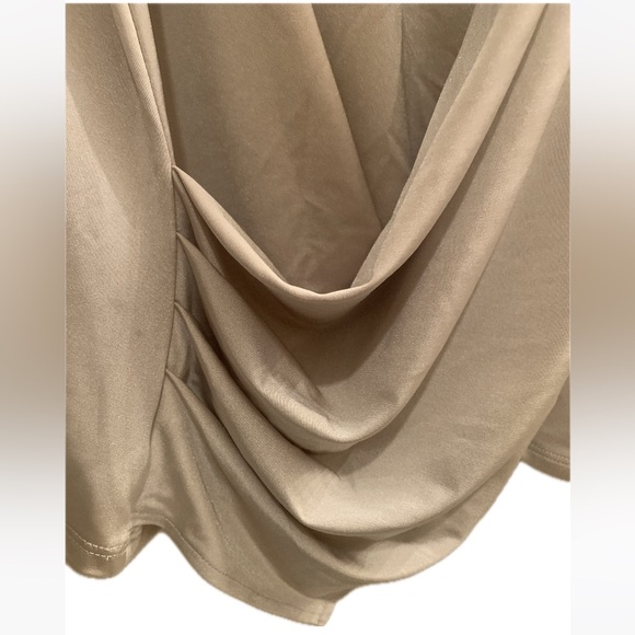 NWT Express Sleeveless Draped Front Side Ruched Top, Taupe Beige Tan Size S - Picture 2 of 7
